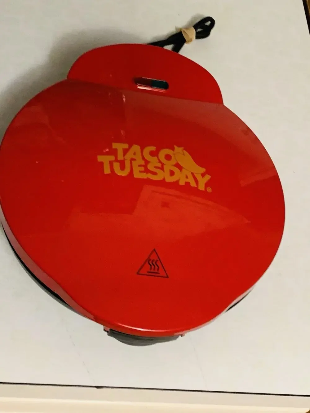 Taco Tuesday 8-Inch Electric Quesadilla Maker Red Non-Stick TCTEQM8RD